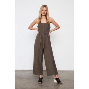 Rails Harper Jumpsuit Womens Size XS Brown/Olive Linen Blend $188